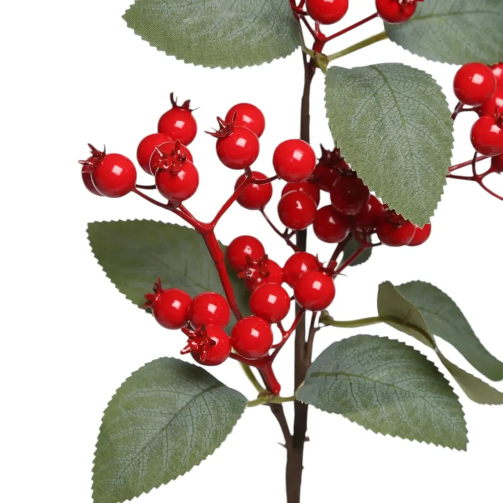 Galho Decorativo Berries 40cm Vermelho e Verde Cromus — foto 3