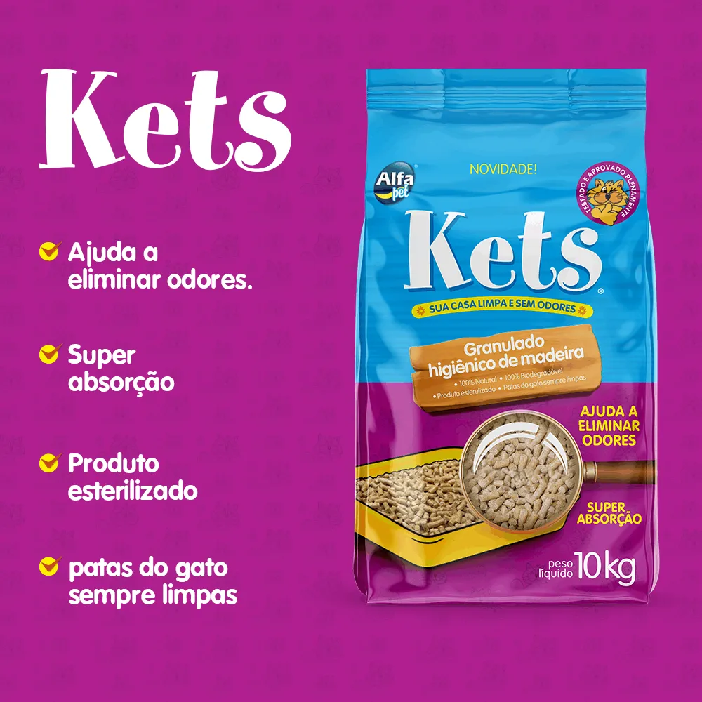 Granulado Higiênico Kets Madeira para Gatos — foto 4