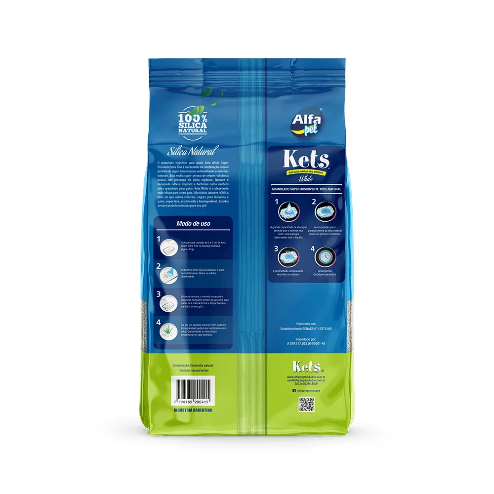 Granulado Higiênico Kets White Sílica Natural Extra Fino — foto 2