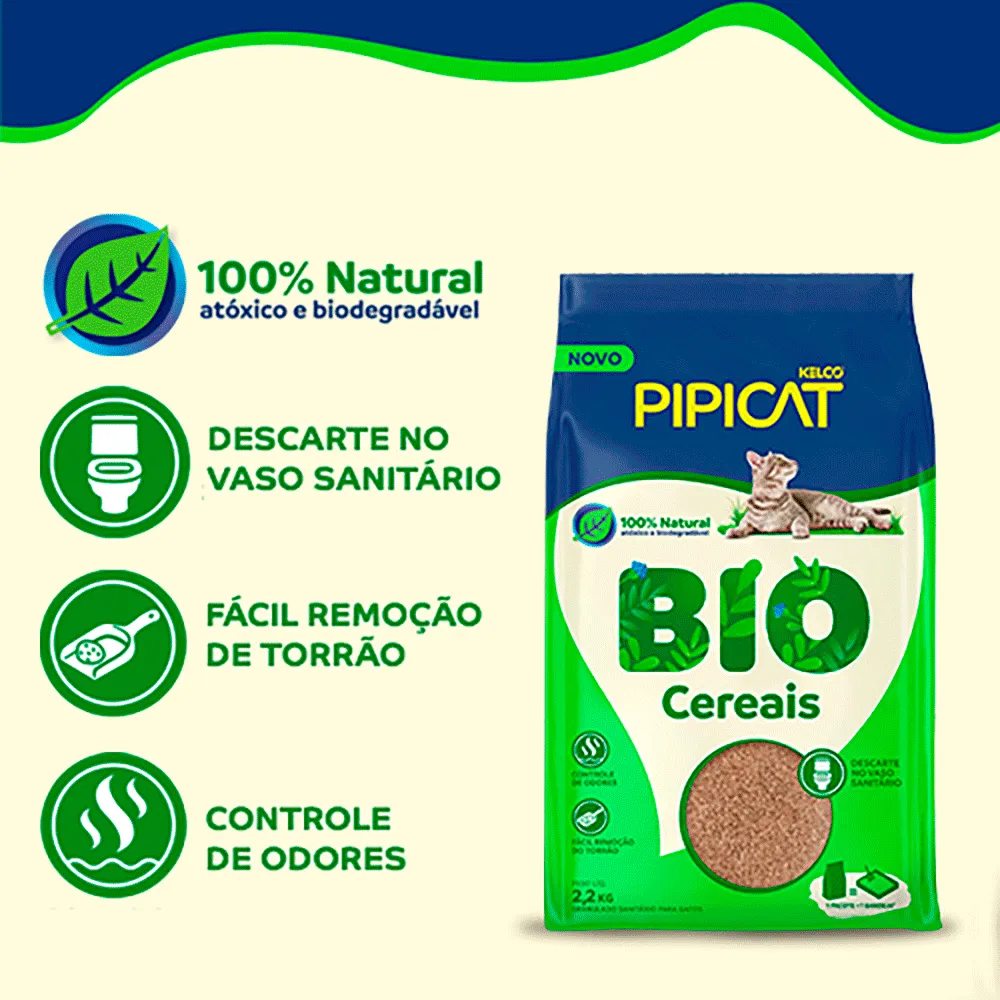 Granulado Higiênico Biodegradável para Gatos Pipicat Bio Cereais — foto 5