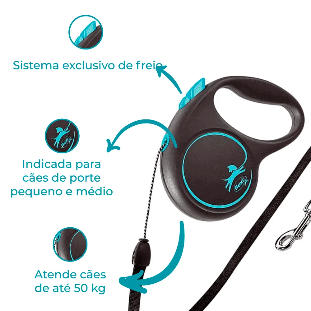 Guia Retrátil Black Design Flexi Azul — foto 2