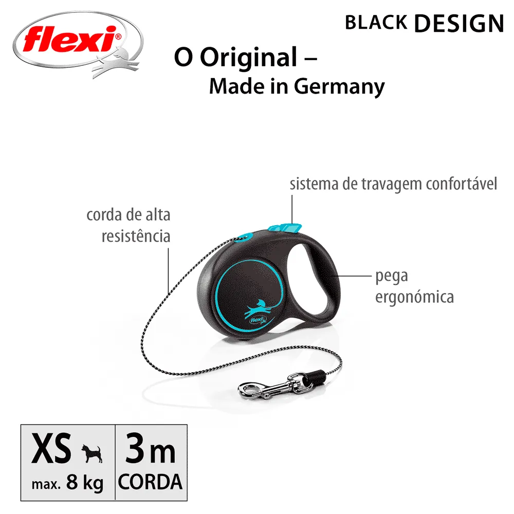 Guia Retrátil Black Design Flexi Azul — foto 3