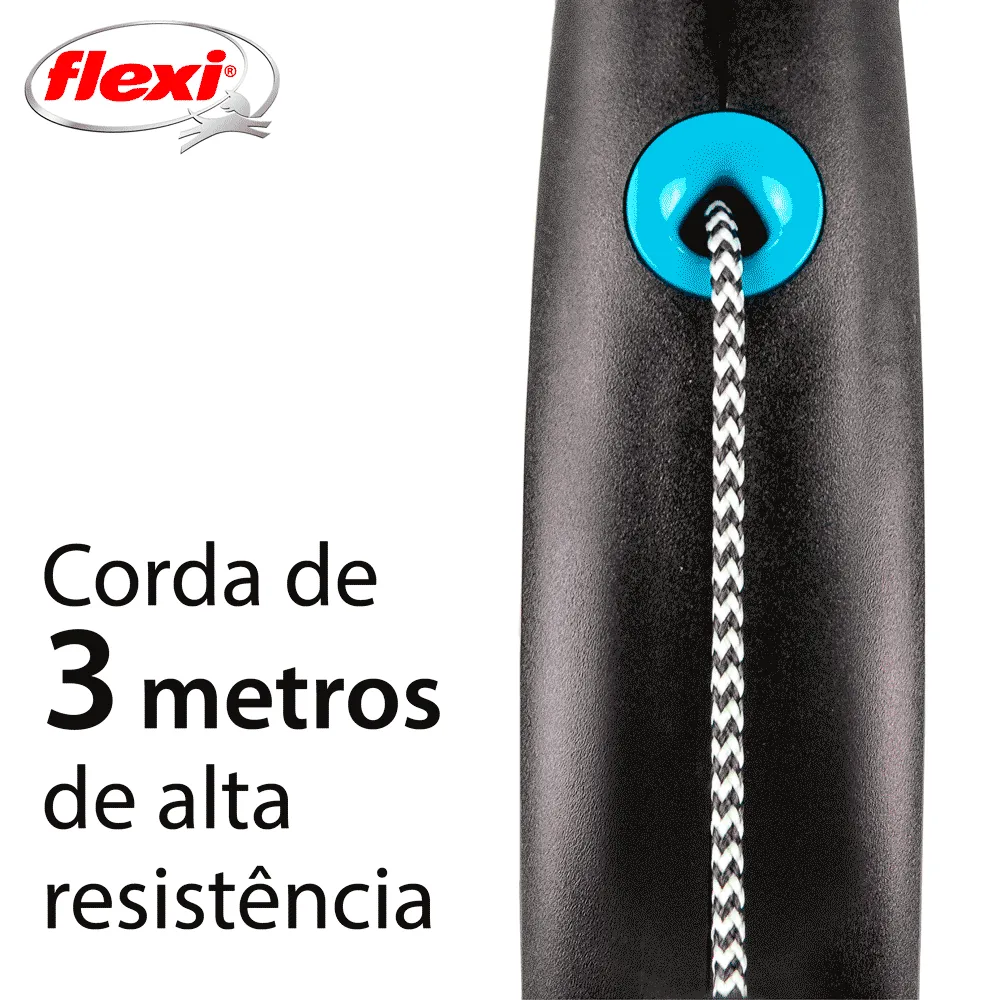 Guia Retrátil Black Design Flexi Azul — foto 4