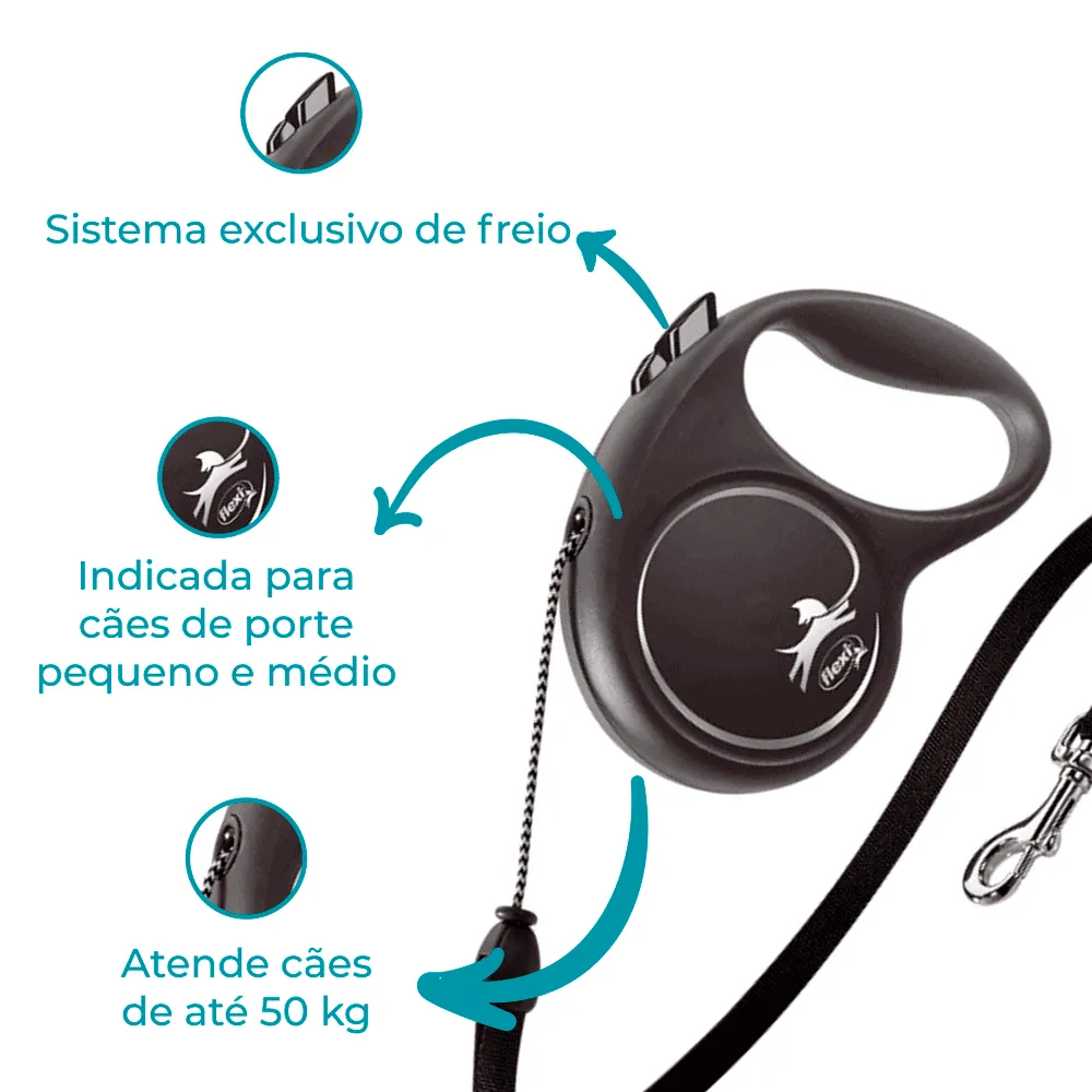 Guia Retrátil Black Design Flexi Prata — foto 2