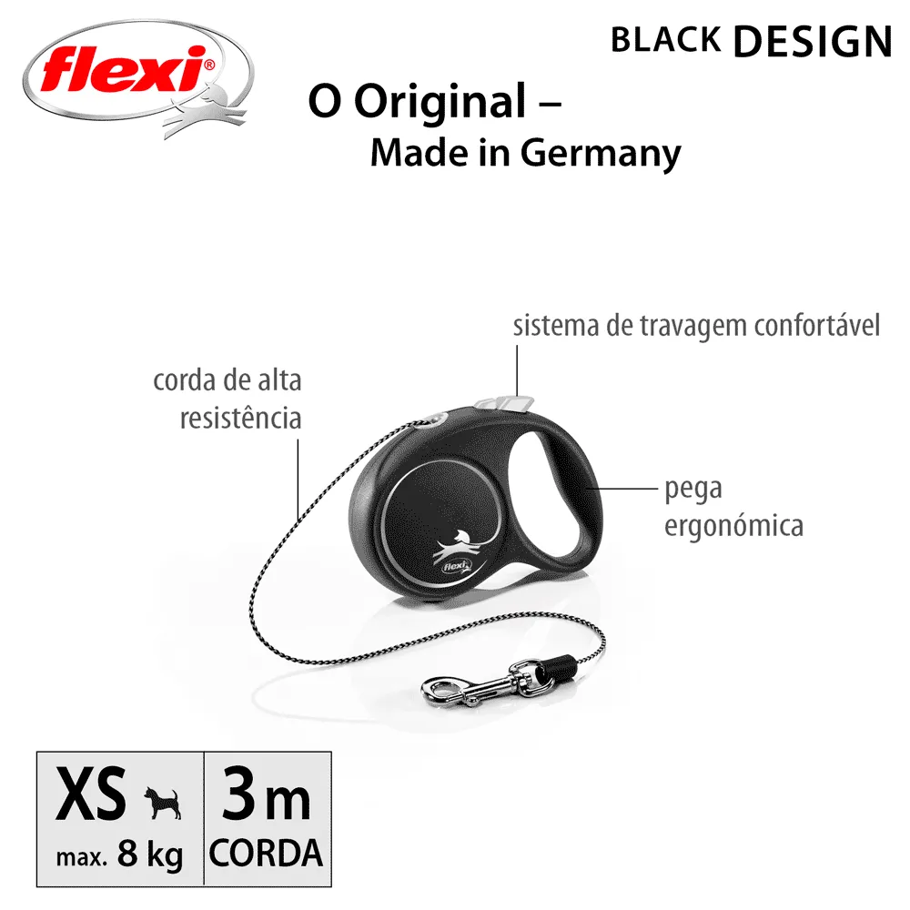 Guia Retrátil Black Design Flexi Prata — foto 3