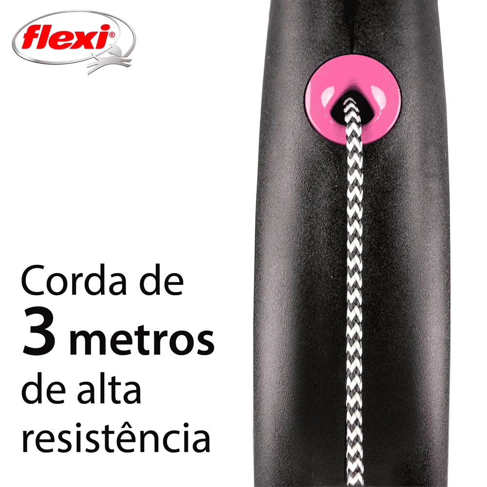 Guia Retrátil Black Design Flexi Rosa — foto 4