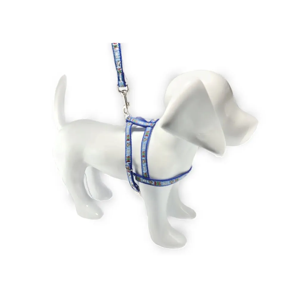 Guia e Peitoral Estampada Dog Santa Fé Pet Azul — foto 2