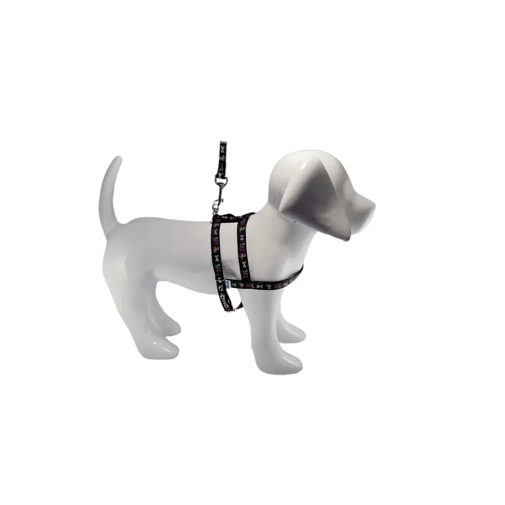 Guia e Peitoral Estampada Dog Santa Fé Pet Preto — foto 2