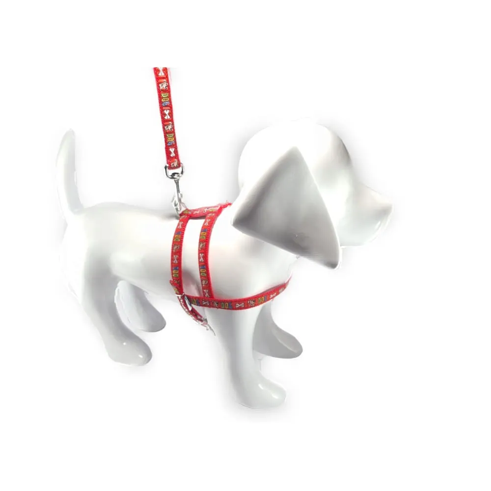 Guia e Peitoral Estampada Dog Santa Fé Pet Vermelha — foto 2
