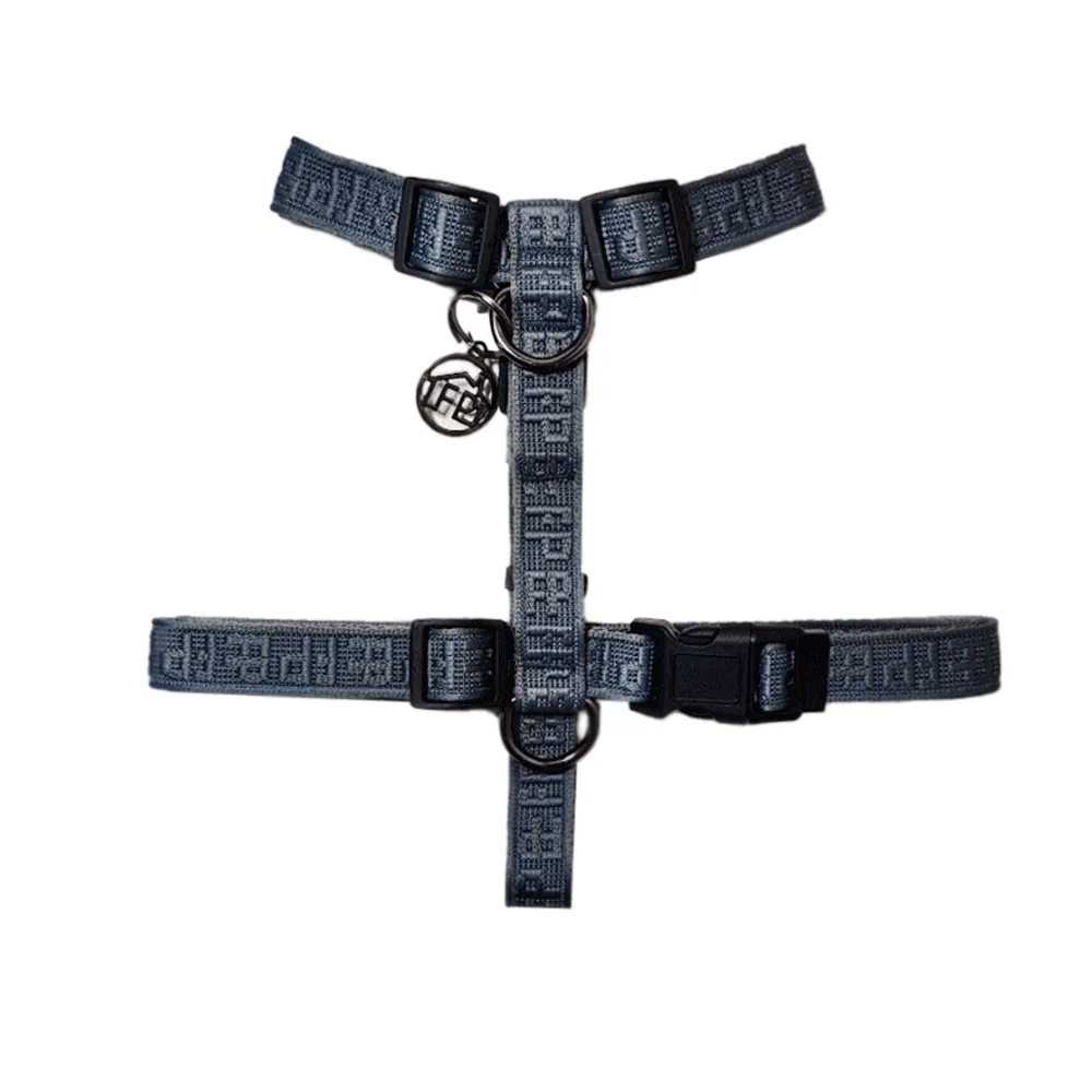 Guia e Peitoral H Jacquard Fábrica Pet Cinza — foto 4