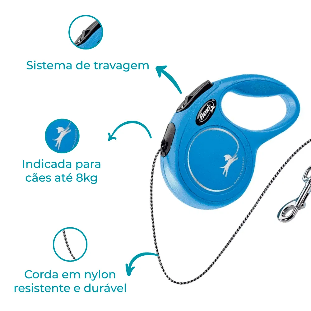 Guia Retrátil New Classic 3 M Flexi Azul — foto 2