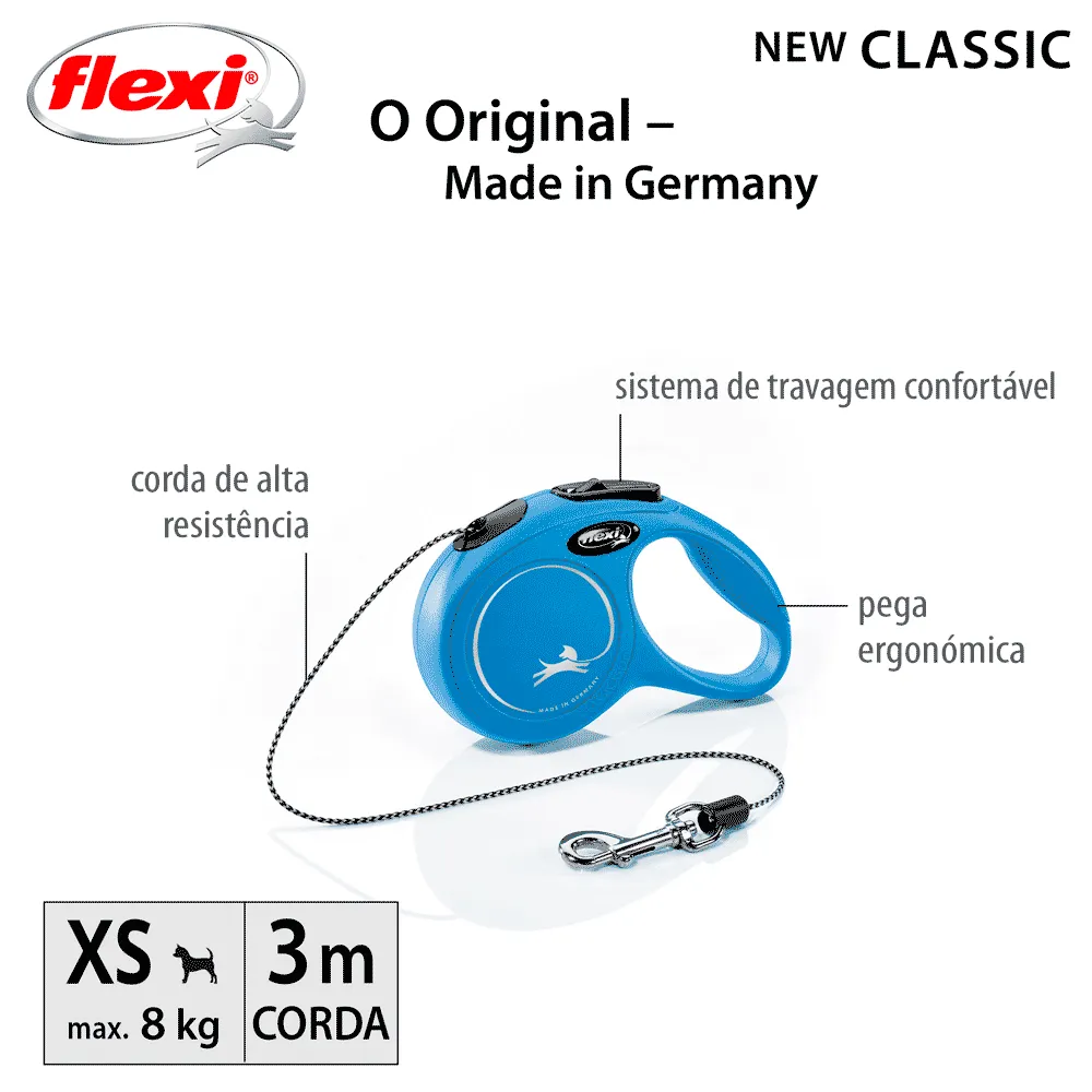 Guia Retrátil New Classic 3 M Flexi Azul — foto 3