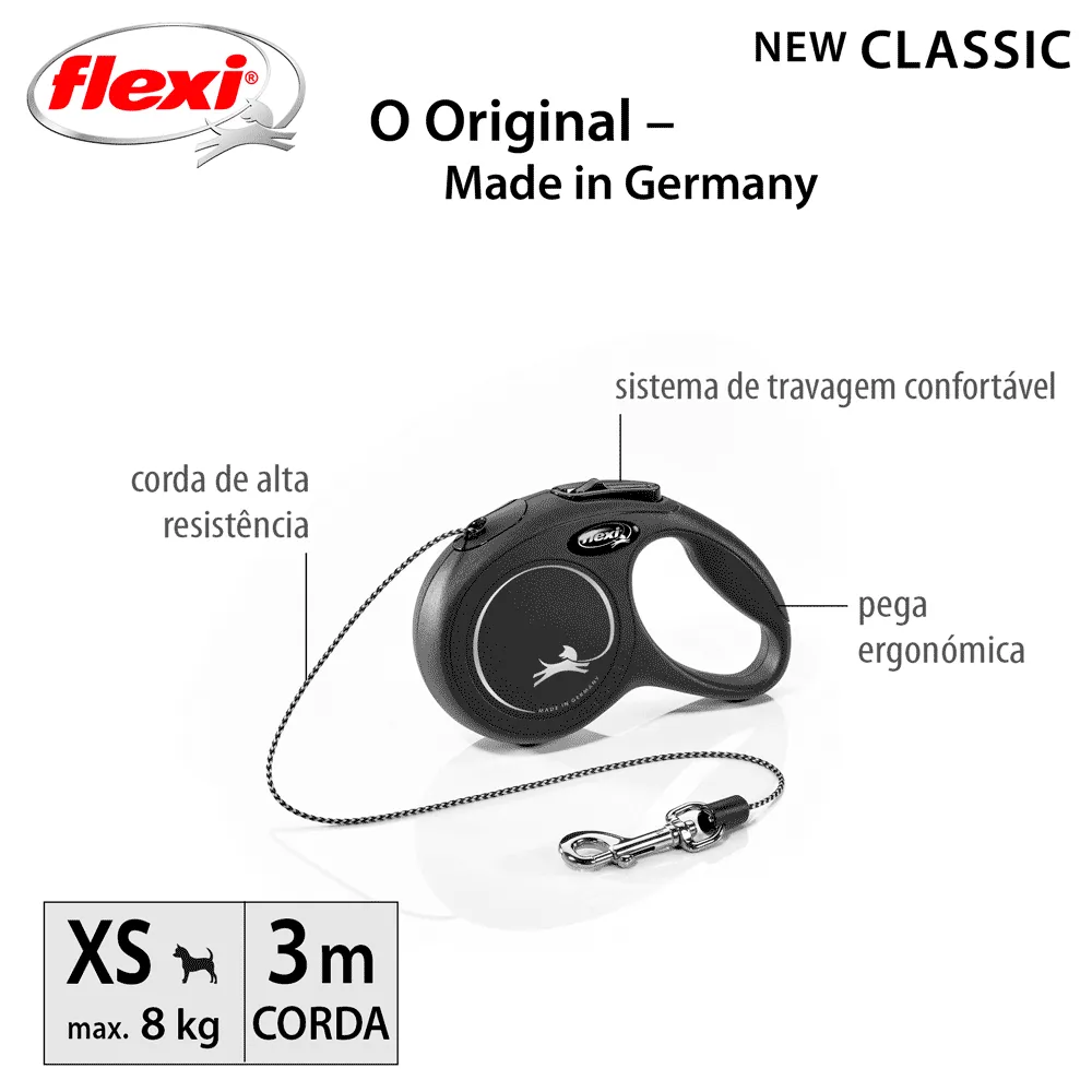 Guia Retrátil New Classic 3 M Flexi Preta — foto 3