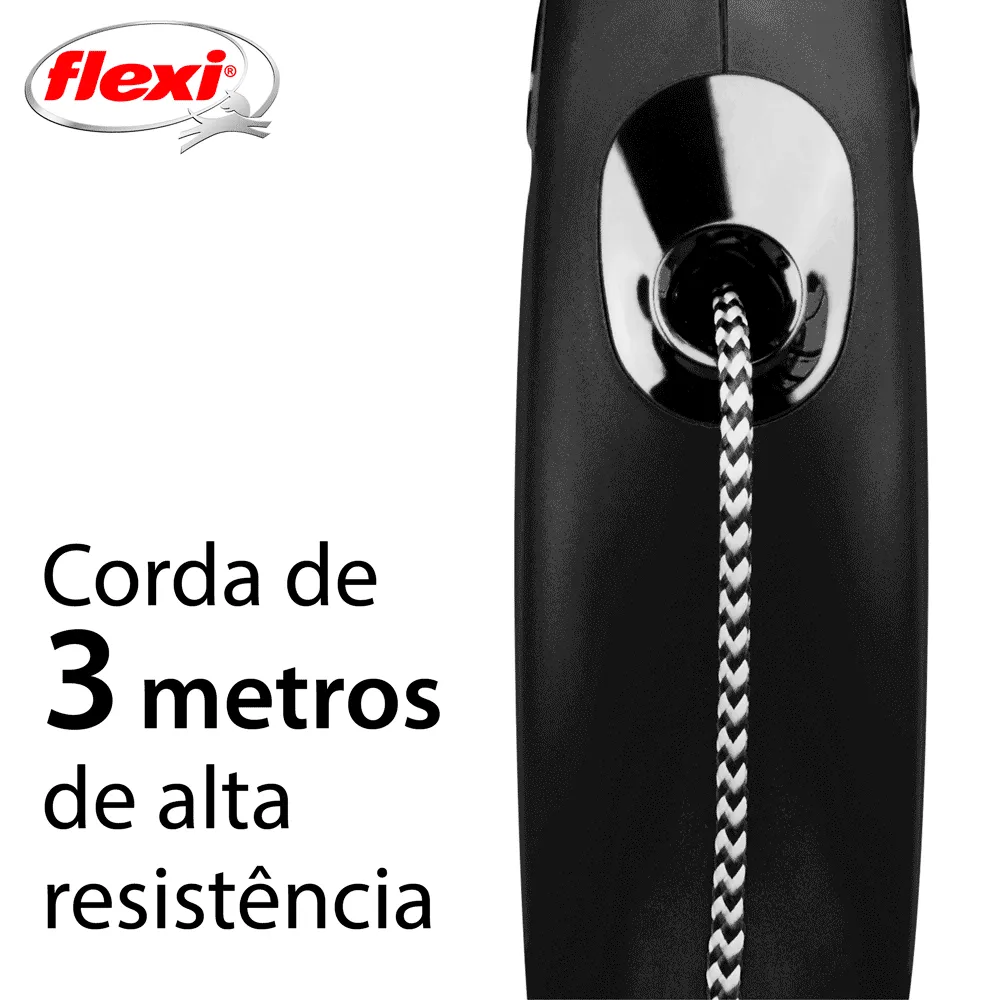Guia Retrátil New Classic 3 M Flexi Preta — foto 4
