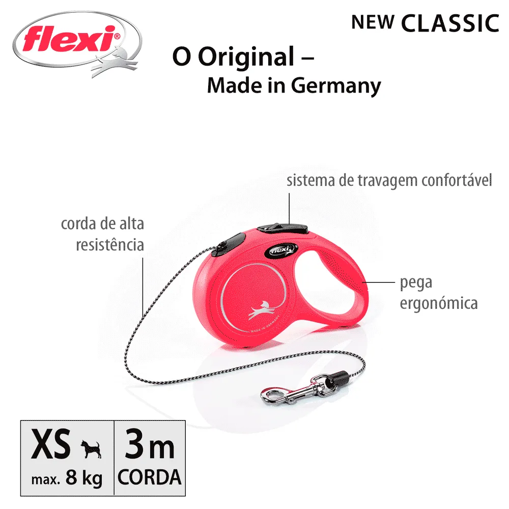 Guia Retrátil New Classic 3 M Flexi Vermelha — foto 3