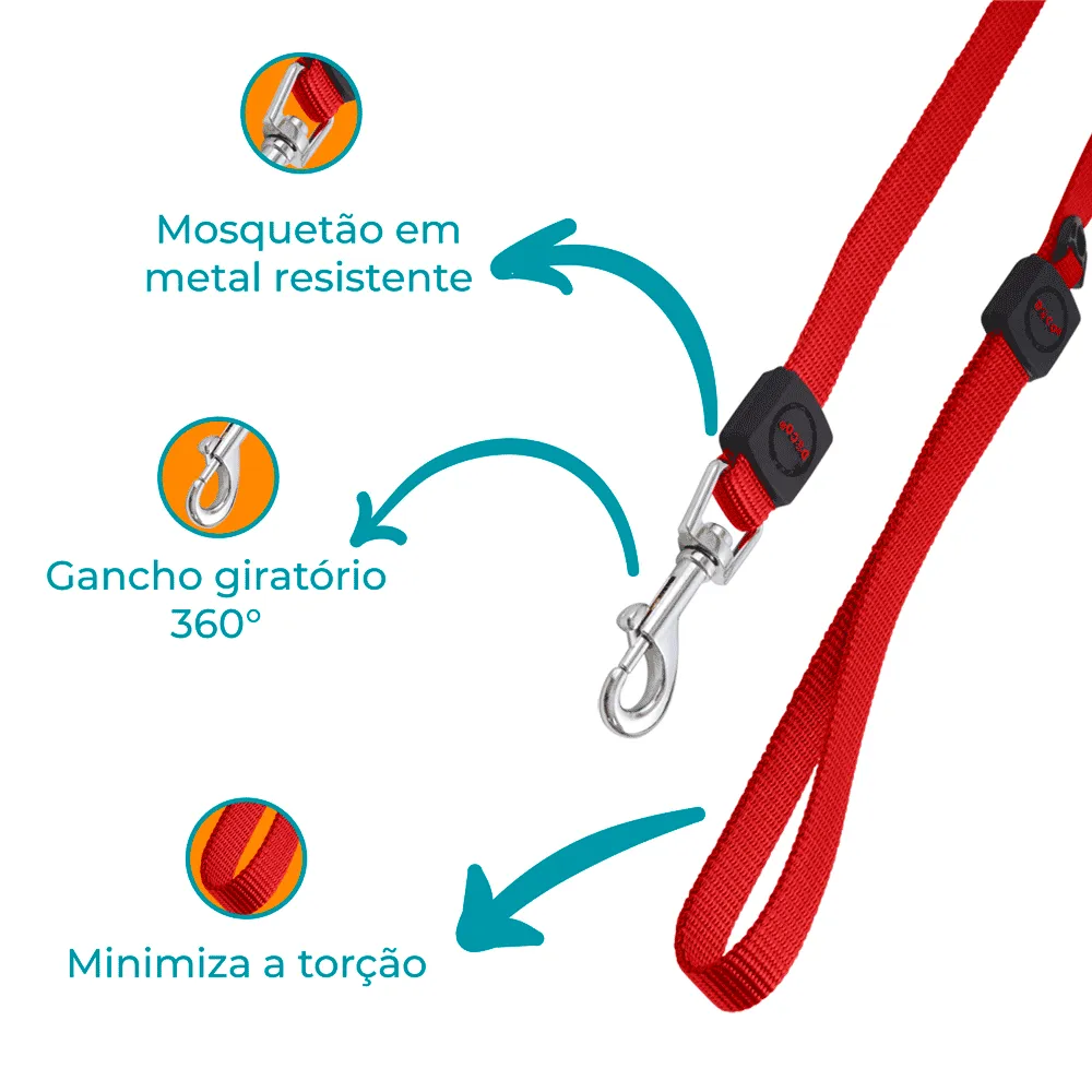 Guia para Cães Nylon Doco Vermelha — foto 2