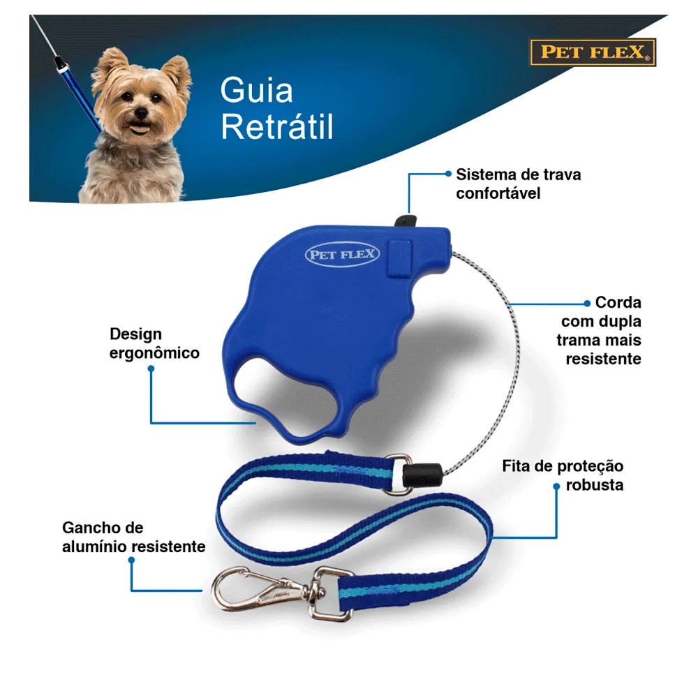 Guia Retrátil Premium Pet Flex Azul — foto 4