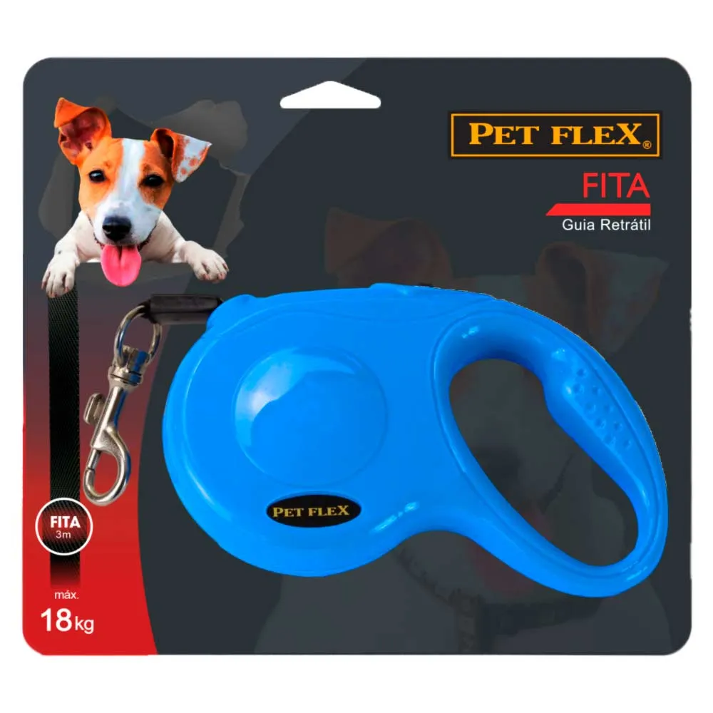 Guia Retrátil Fita Pet Flex Azul — foto 5