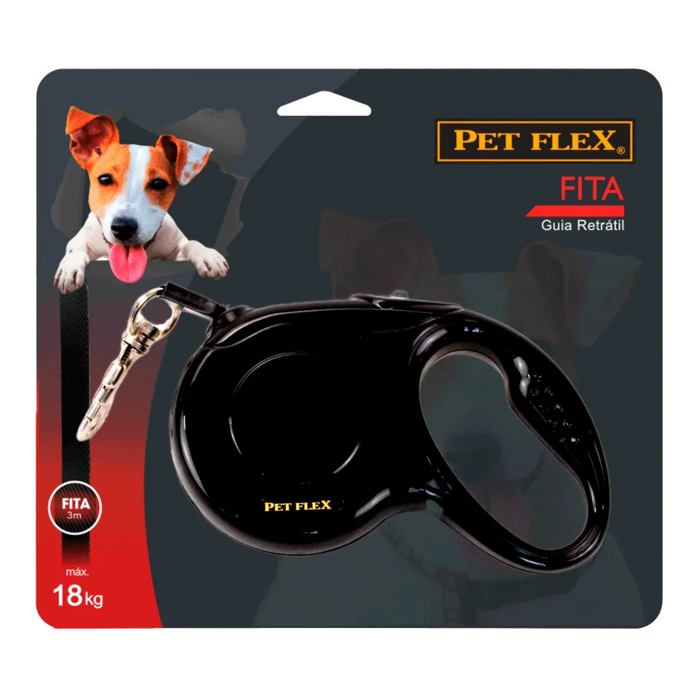 Guia Retrátil Fita Pet Flex Preta — foto 5