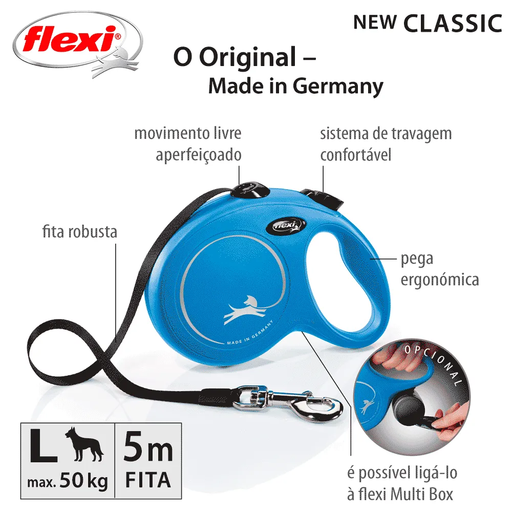 Guia Retrátil New Classic 5 M Flexi Azul — foto 3