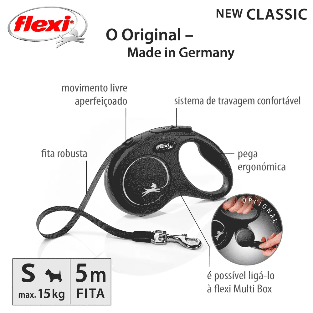 Guia Retrátil New Classic 5 M Flexi Preta — foto 3