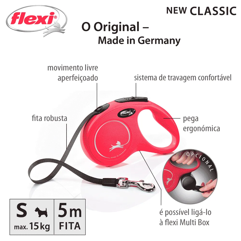Guia Retrátil New Classic 5 M Flexi Vermelha — foto 3