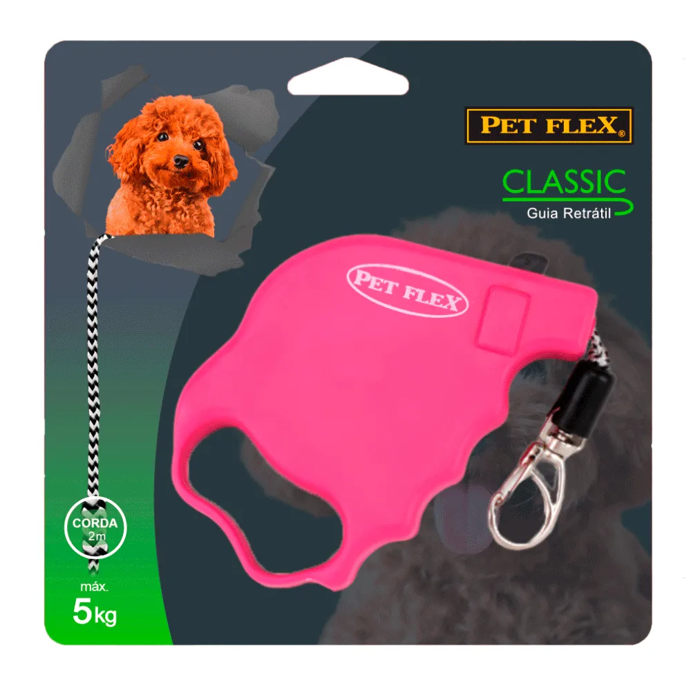 Guia Retrátil Classic Pet Flex Rosa — foto 6
