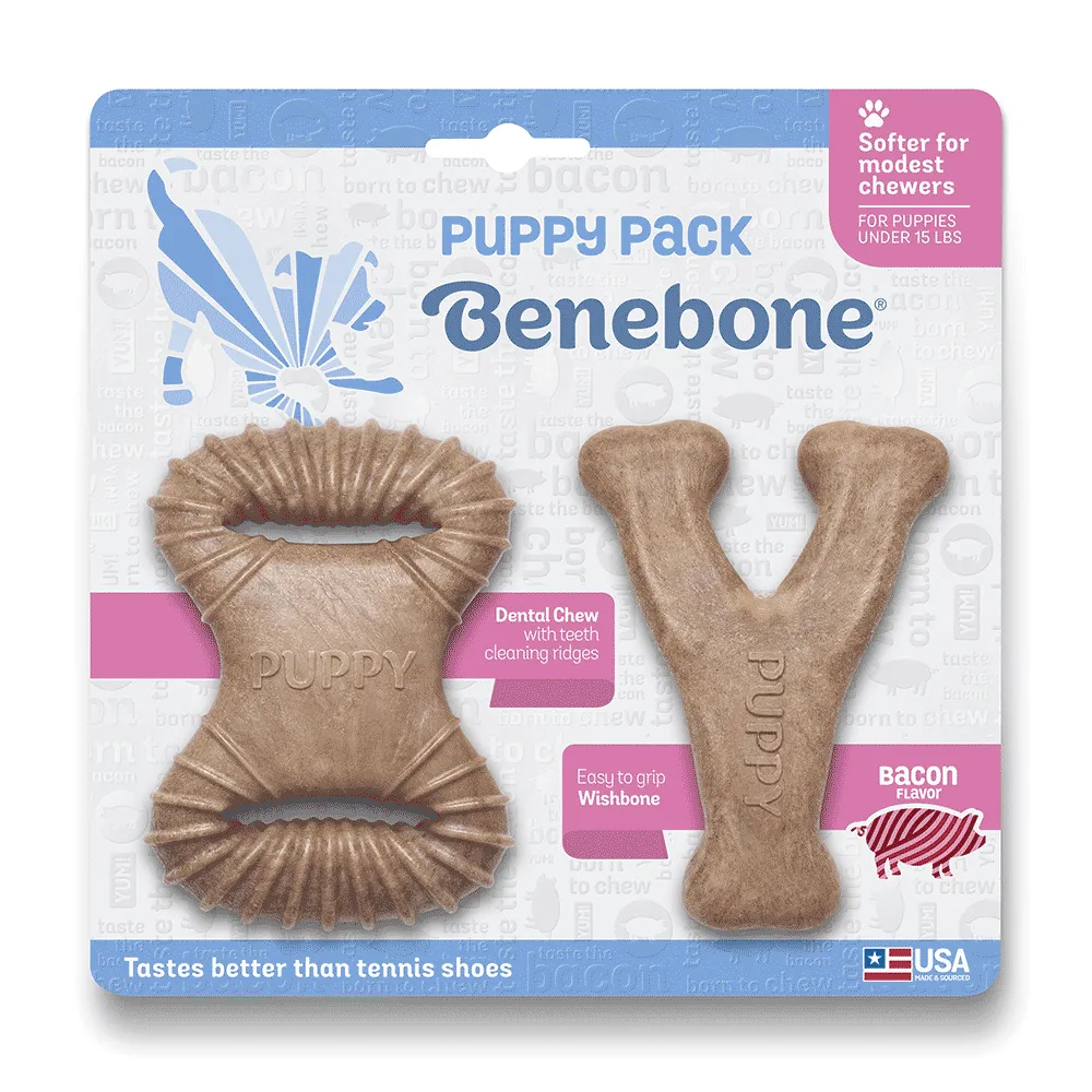 Kit Brinquedo Mordedor Benebone para Cães Filhotes Bacon — foto 4