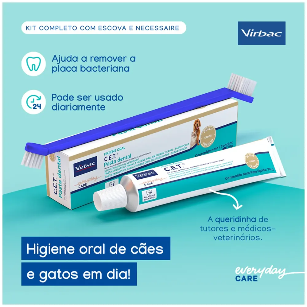 Kit C.E.T. Higiene Oral Pasta Escova + Necessaire Virbac — foto 2