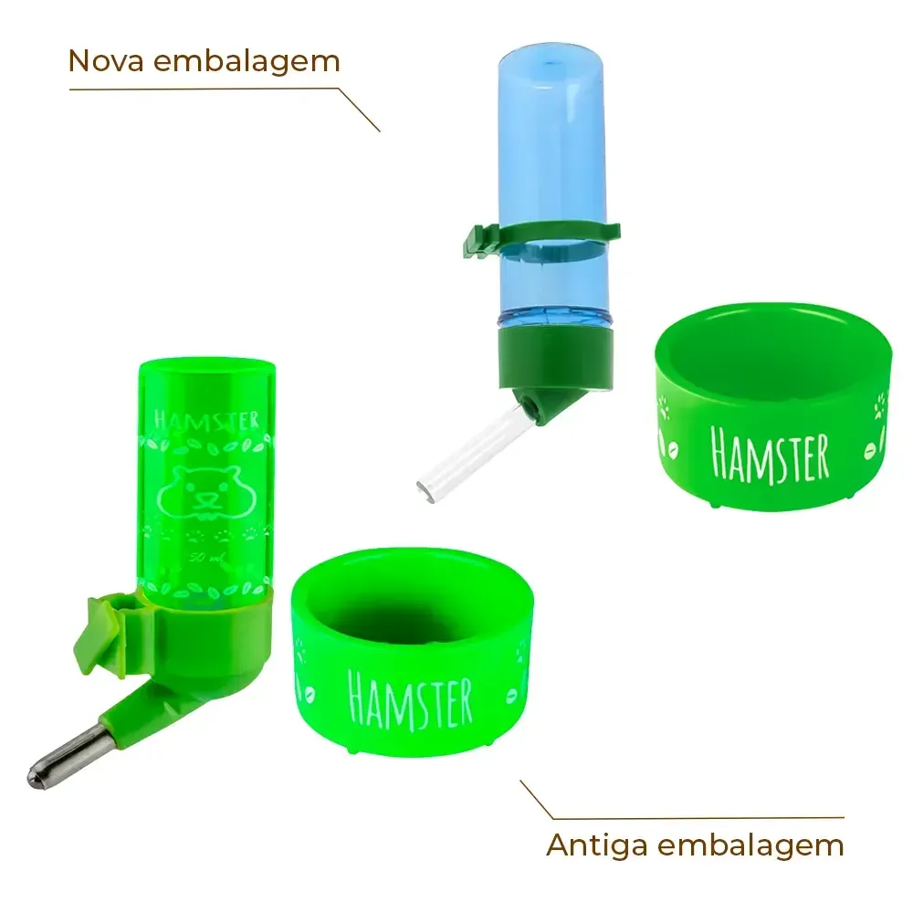 Kit Comedouro e Bebedouro Hamster Animalíssimo Verde — foto 2