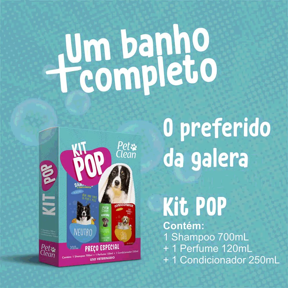 Kit Pop Shampoo, Condicionador e Perfume Pet Clean — foto 3