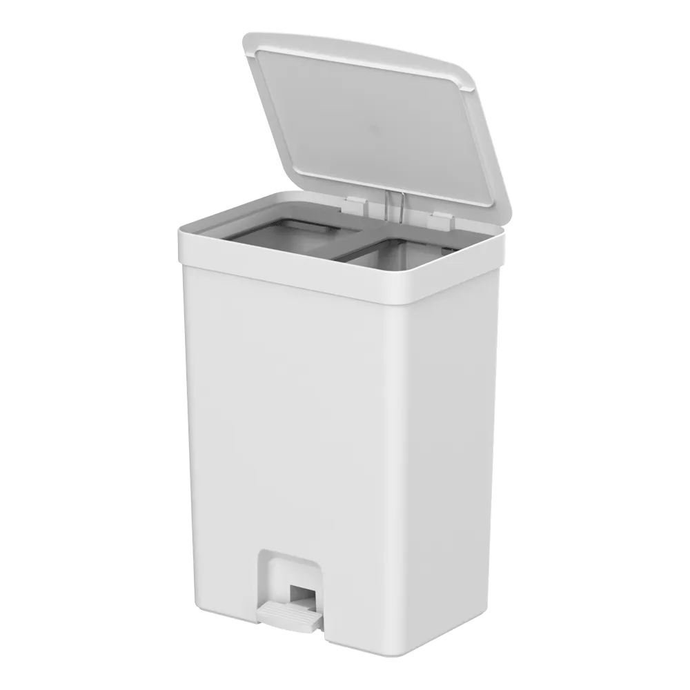 Lixeira com Pedal Trium com Duplo Compartimento Branco Ou — foto 2