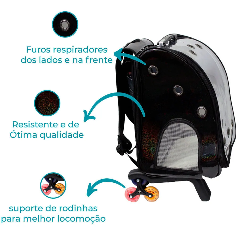 Mochila de Transporte Oxford com Suporte de Rodinhas Gomoov Preta — foto 3