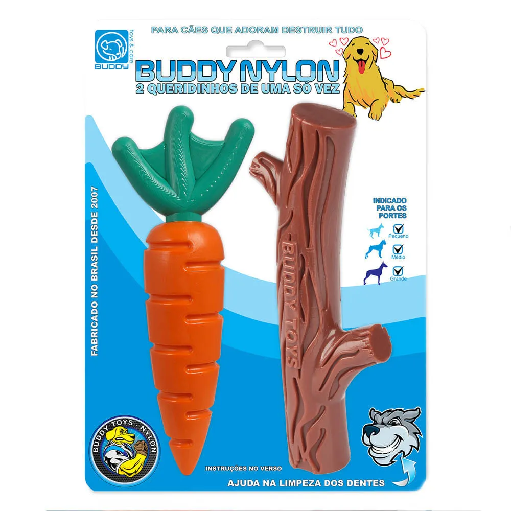 Brinquedo Mordedor Nylon Cenoura e Graveto Buddy Toys — foto 6