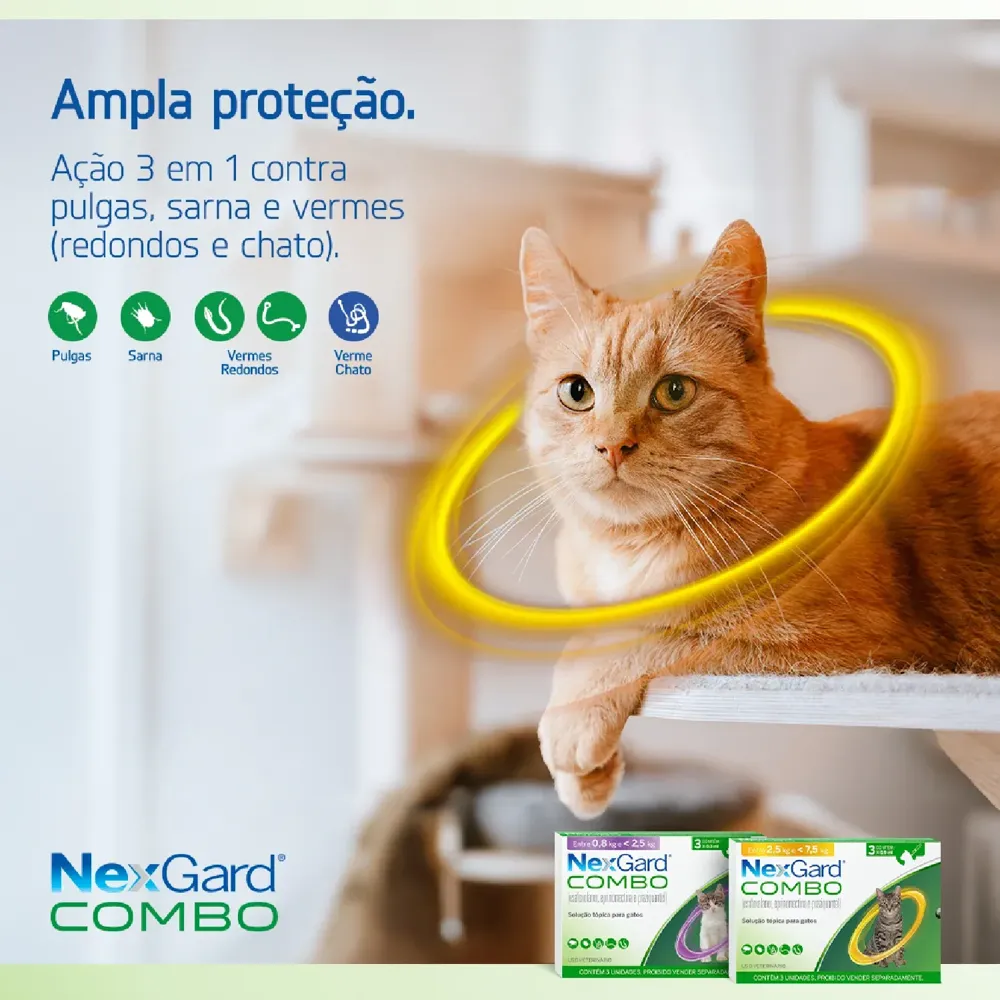 Nexgard Combo Antipulgas, Sarna e Vermífugo para Gatos de 2,5 a 7,5 kg — foto 5