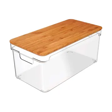 Organizador Clear com Tampa de Bambu Transparente Ou