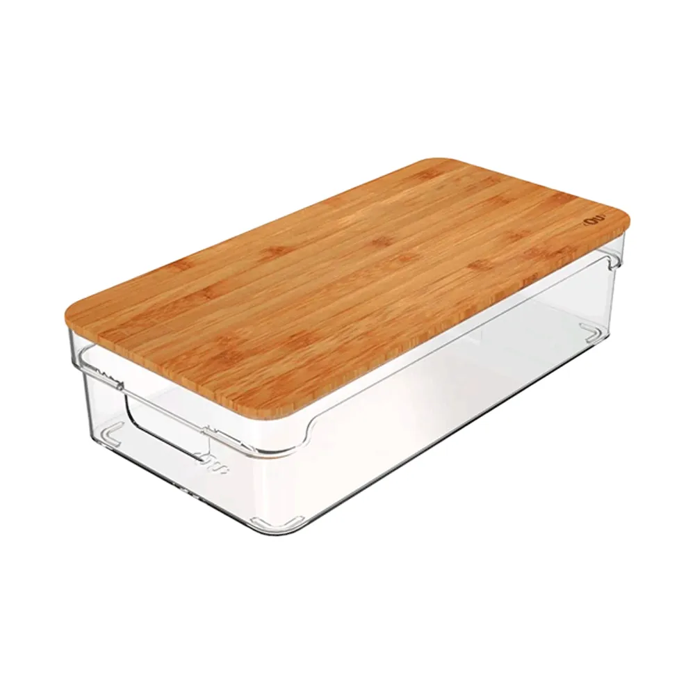 Organizador Clear com Tampa de Bambu Transparente Ou — foto 4