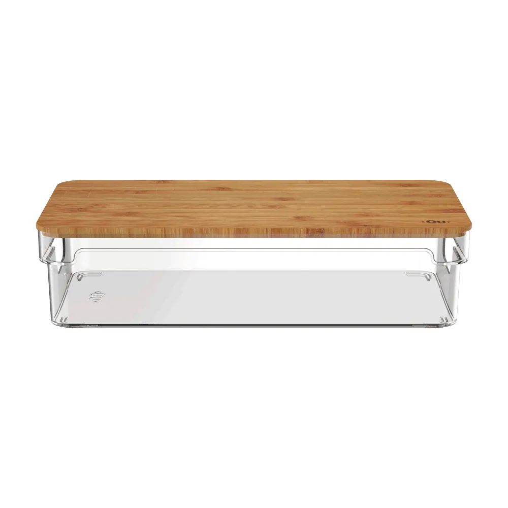 Organizador Clear com Tampa de Bambu Transparente Ou — foto 5