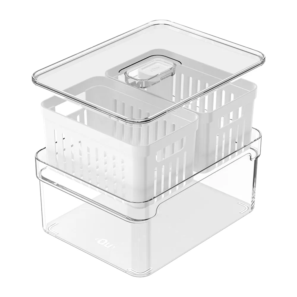 Organizador com Cesto Duplo Clear Fresh Transparente Ou — foto 2