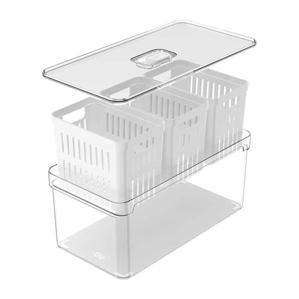 Organizador com Cesto Triplo Clear Fresh Transparente Ou — foto 2