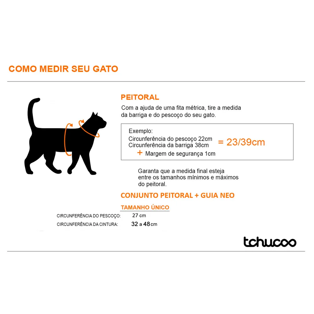 Peitoral e Guia Cat Neoprene Black Tchucoo — foto 4