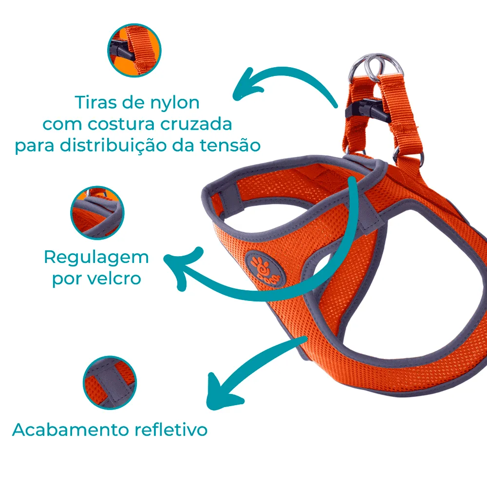 Peitoral Cães Athletic Fit Doco Laranja — foto 2