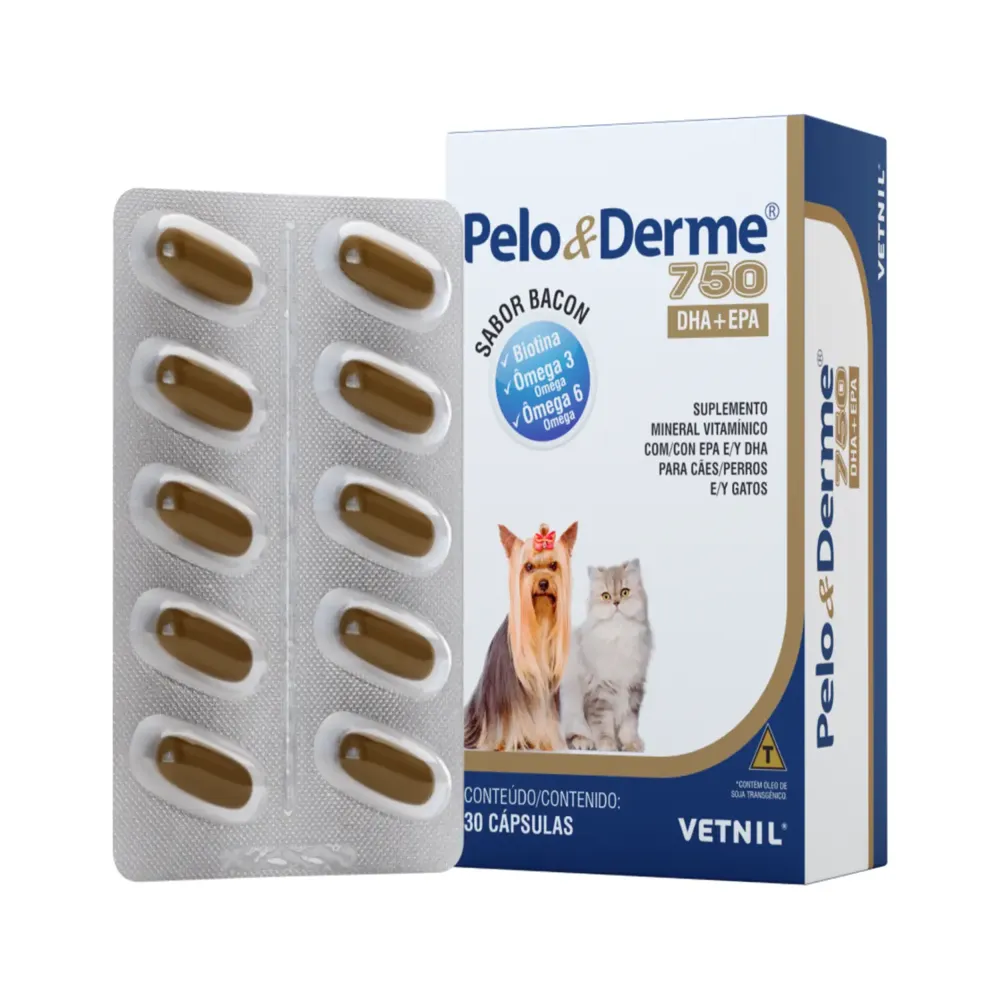Pelo e Derme 750 DHA + EPA Bacon Vetnil