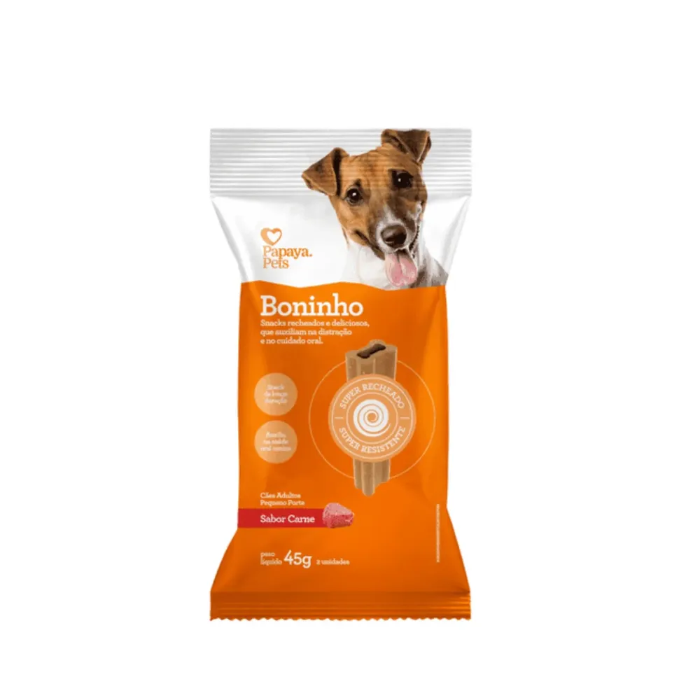 Petisco Boninho Carne Cães Raças Pequenas Papaya Pets