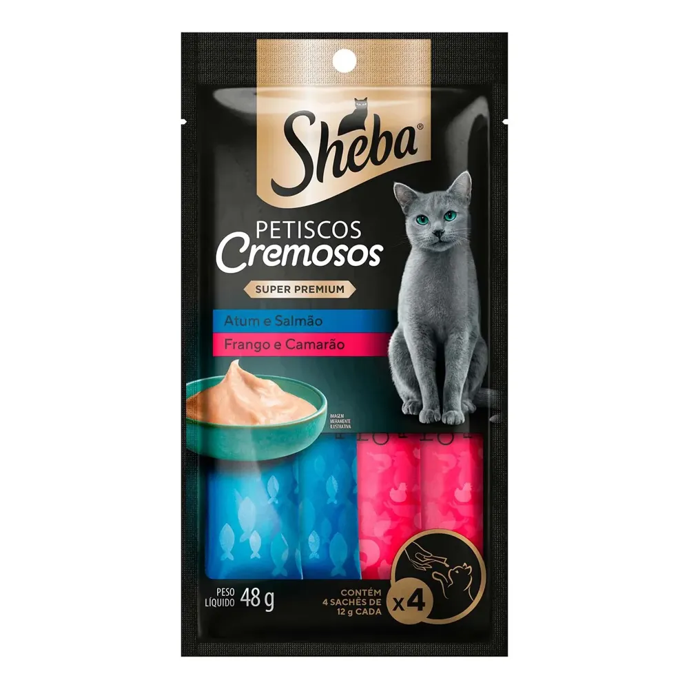 Petisco Sheba Cremoso para Gatos Adultos Atum com Salmão e Frango com Camarão — foto 2