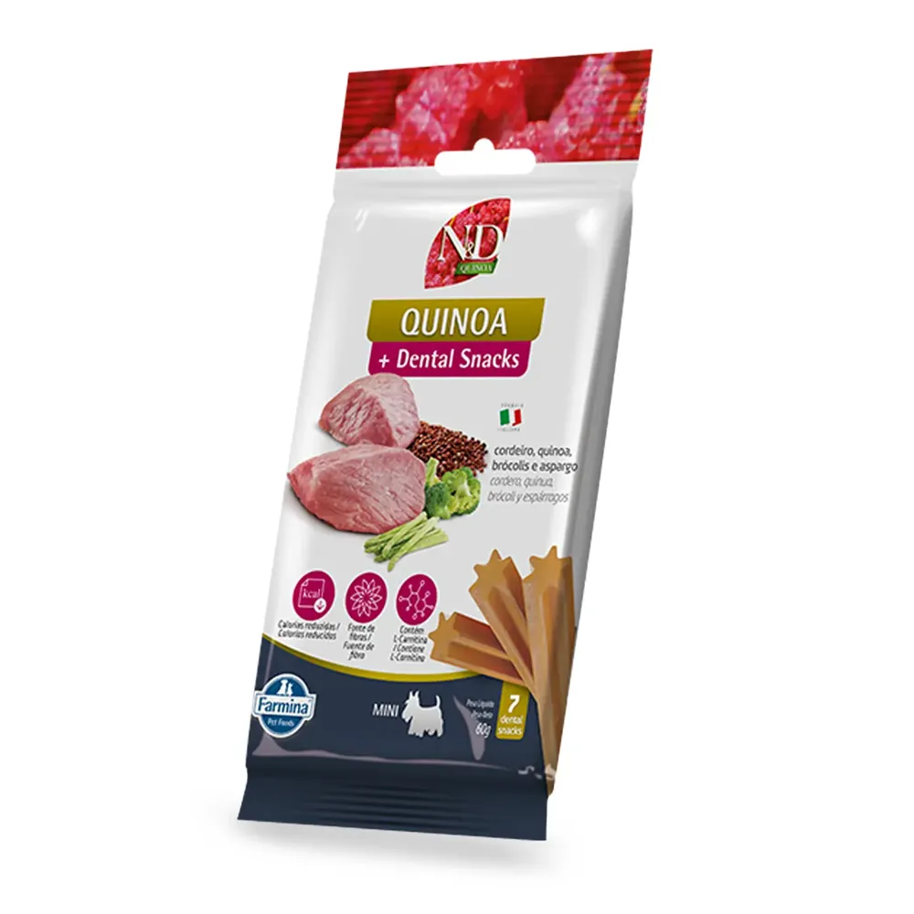 Petisco Dental N&D Quinoa Controle de Calorias Cães Mini e Pequenos Cordeiro, Quinoa, Brócolis e Aspargo