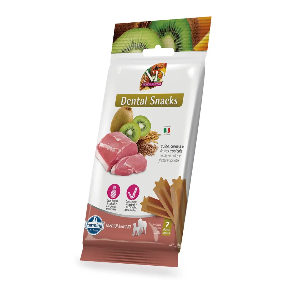 Petisco Dental N&D Tropical Cães Médios e Grandes Suíno, Cereais e Frutas Tropicais