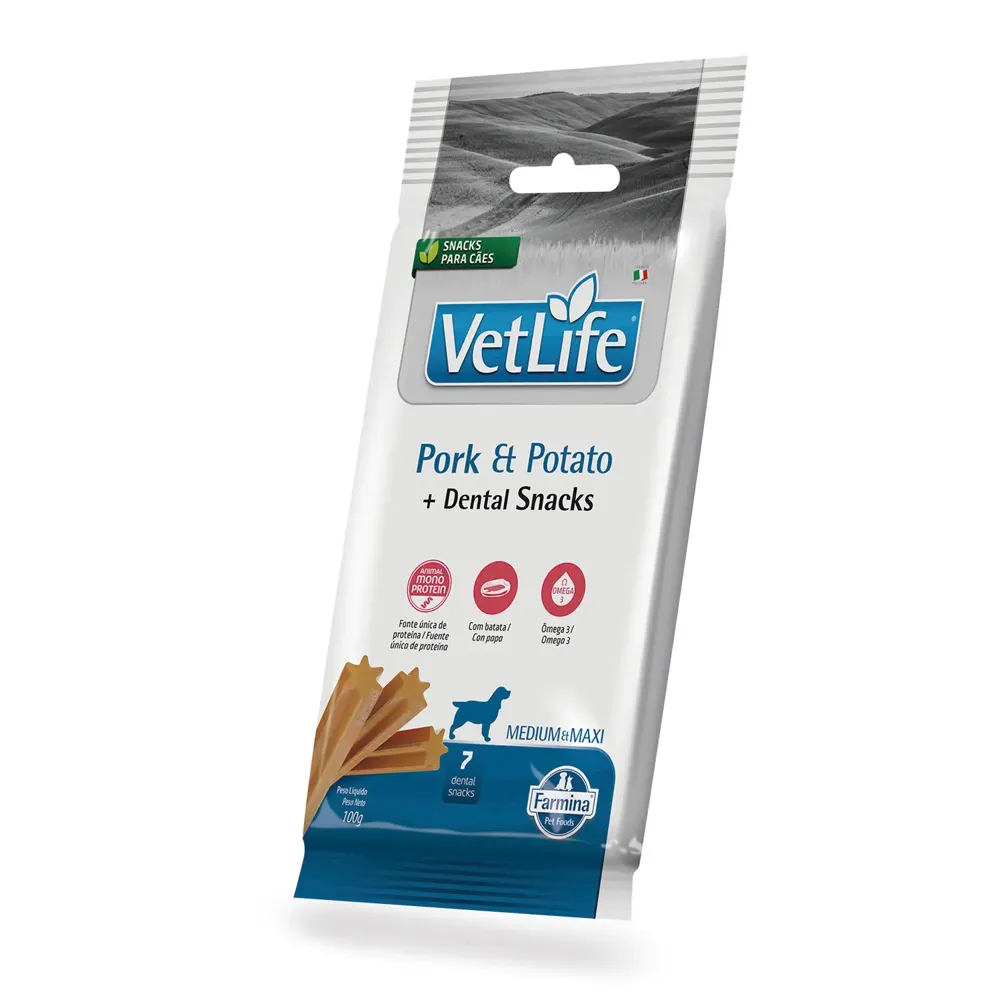 Petisco Dental Vet Life Cães Médios e Grandes Pork e Potato
