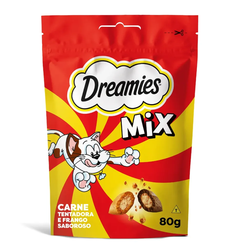 Petisco Dreamies Mix Carne e Frango Irresistível Gatos Adultos