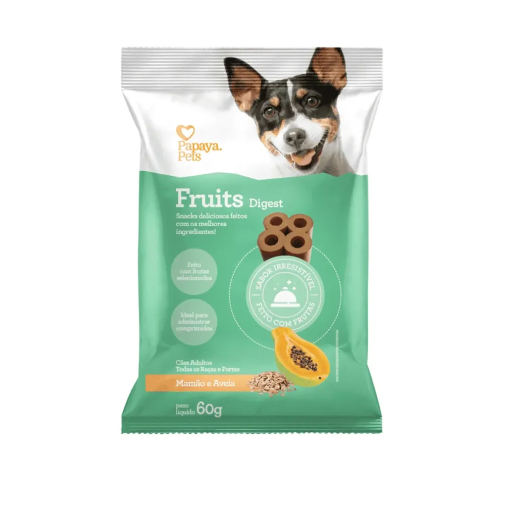 Petisco Fruits Pets Digest Mamão e Aveia Cães Adultos Papaya Pets